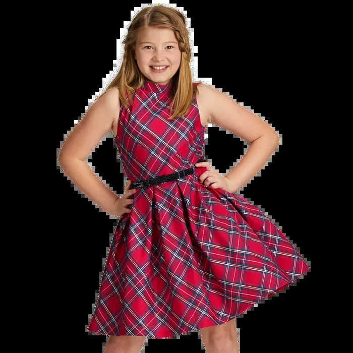 Pretty Plaid Christmas Dress for Girls