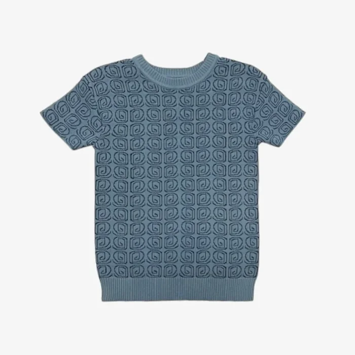Printed Knit Top – Blue