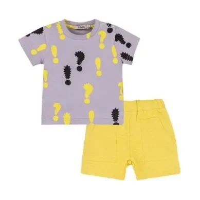 PRINTED STR. JERSEY AND SLUB FLEECE SET