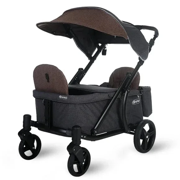 Pronto One (2 Seater) Stroller Wagon – Black Frame / Brown Melange