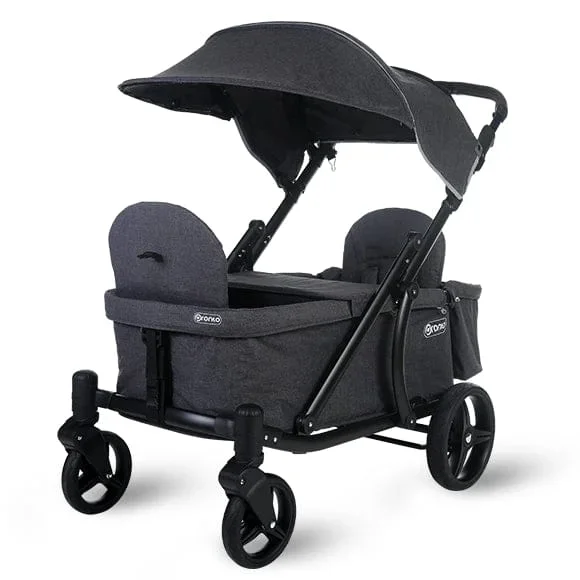 Pronto One (2 Seater) Stroller Wagon – Black Frame / Dark Grey