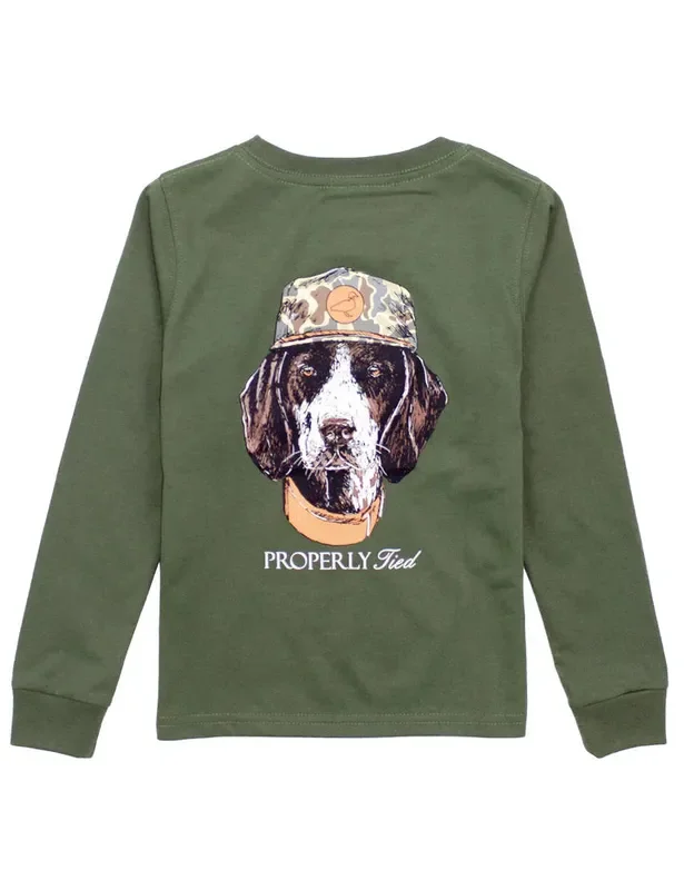 Properly Tied Boy’s Mans Best Friend Long Sleeve Tee in Olive