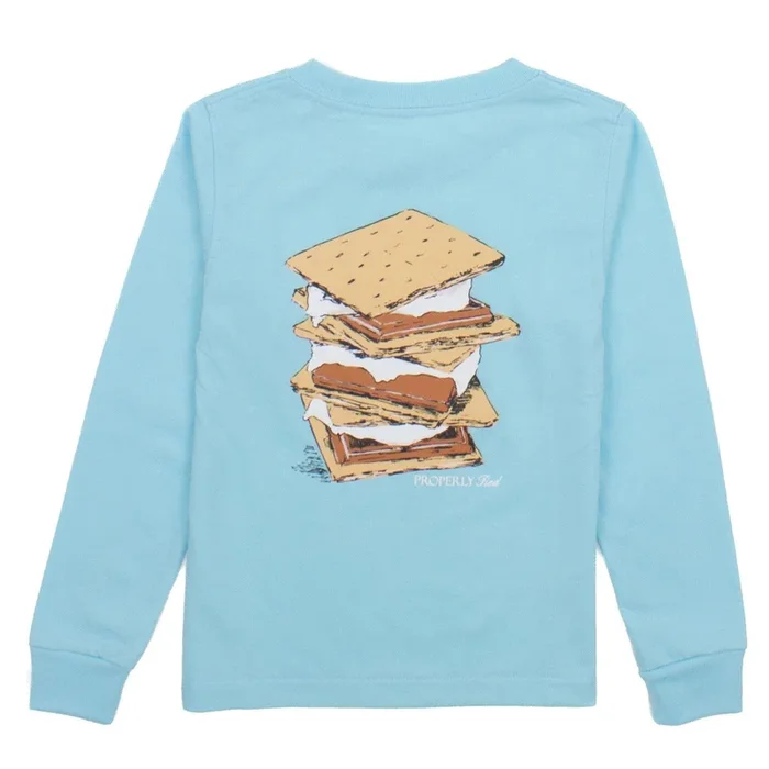 Properly Tied Girls S’Mores Long Sleeve | Powder Blue