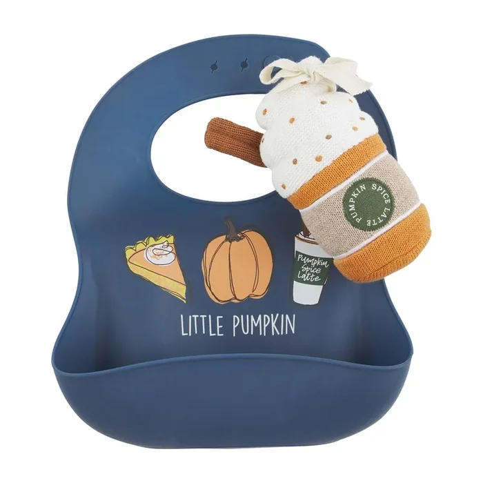Pumpkin Spice Bib & Rattle Set