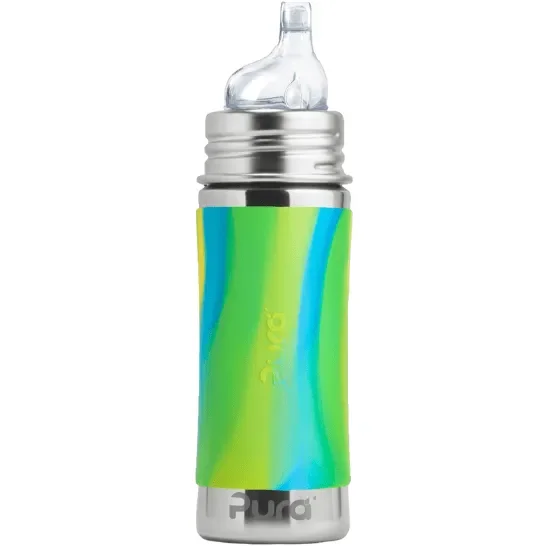 Pura Non Insulated Sippy Cup w/ Sleeve -Aqua Swirl