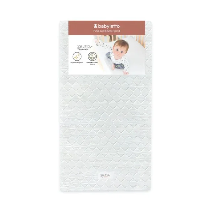 Pure Core Mini Crib Mattress w/ Hybrid Quilted Waterproof Cover (Lightweight)