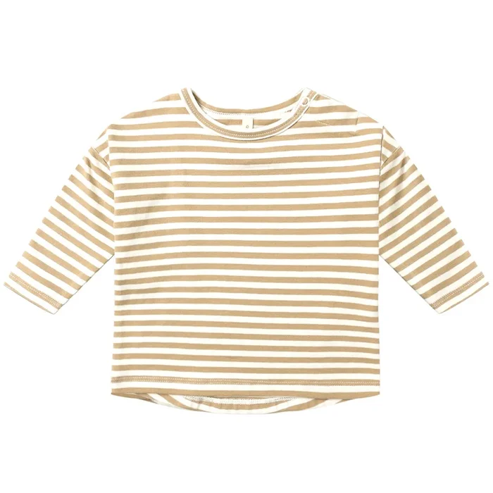 Quincy Mae – Organic Long Sleeve Tee – Gold Stripe