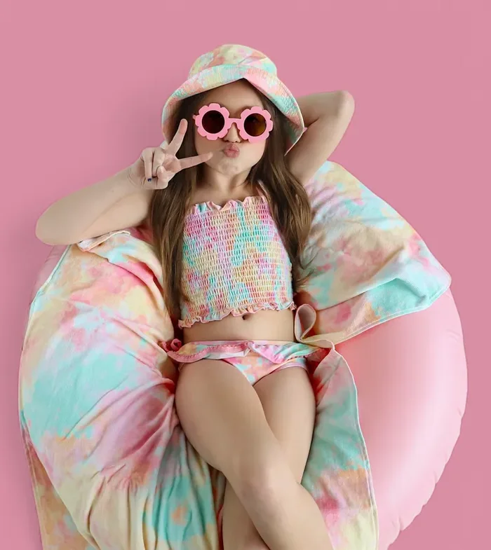 Rainbow Clouds Dream Smocked Tankini Two Piece Swim Suit
