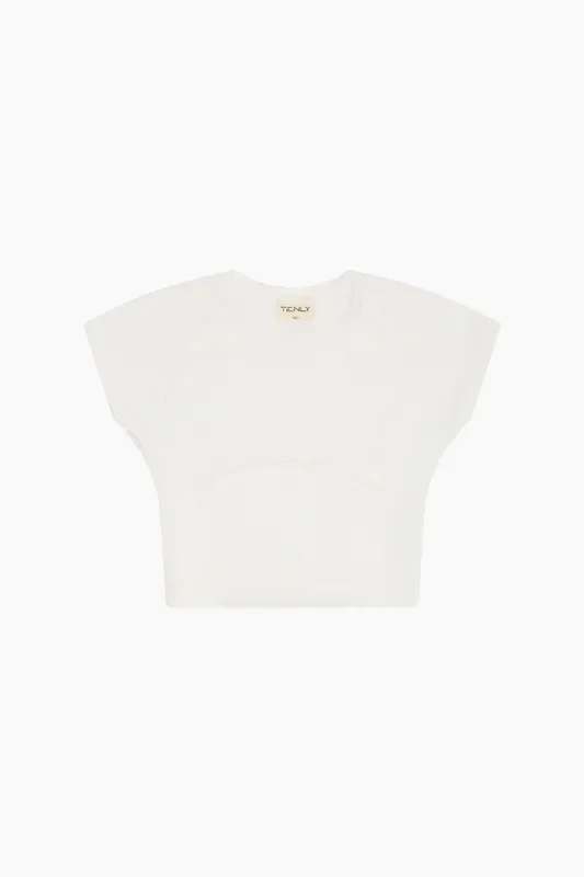 Rayon Rib Cap Sleeve Baseball Tee Ecru