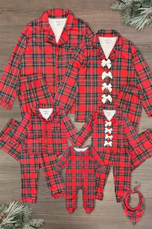 Red & Green Plaid Family Pajama Set – AND PET BANDANA!
