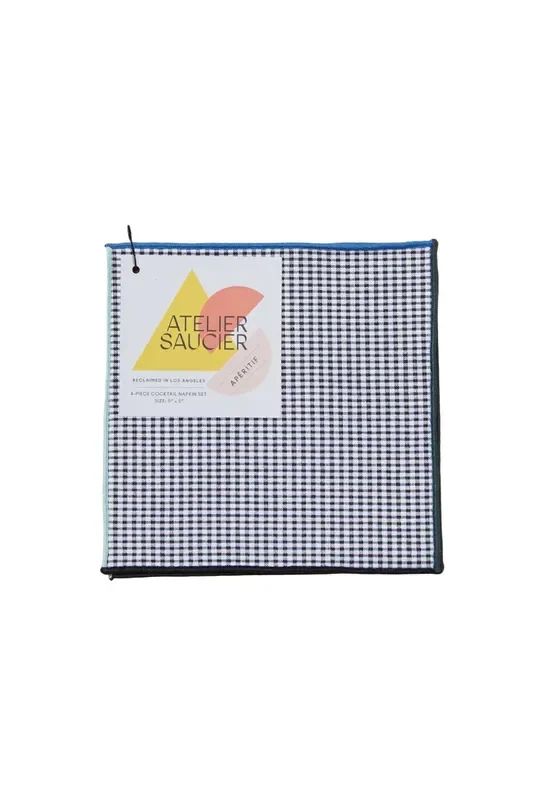 Retro Gingham Cocktail Napkins | Set Of 4