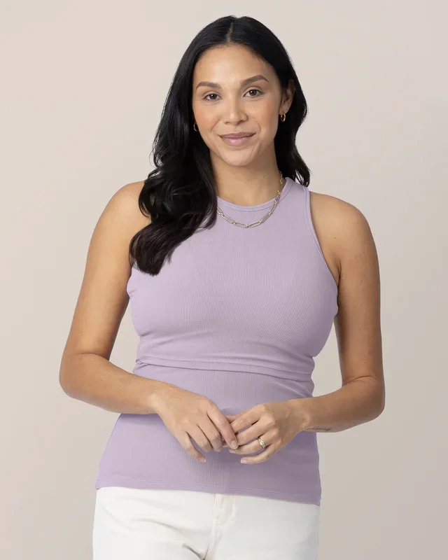 Ribbed Bamboo Racerback Nursing Tank | Lavender Mist