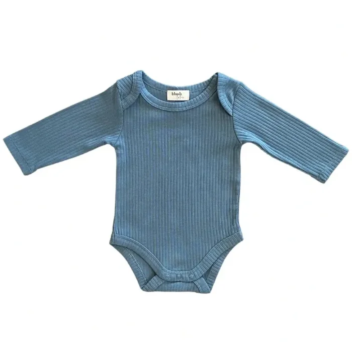 Ribbed Bodysuit – Long Sleeve – Cerulean