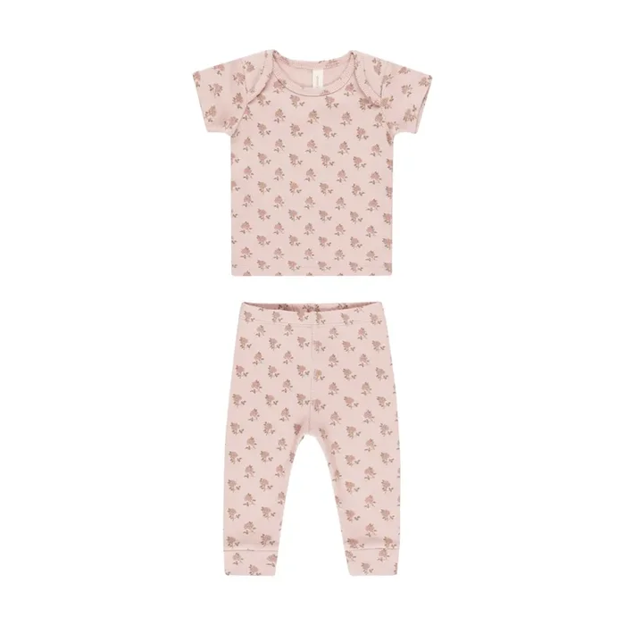Ribbed Short Sleeve Tee + Legging Set – Rose