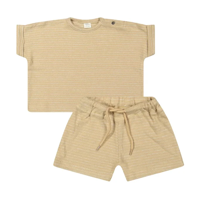 Riffle (Amsterdam) – Organic Boxy Tee + Short Set – Sand Stripe