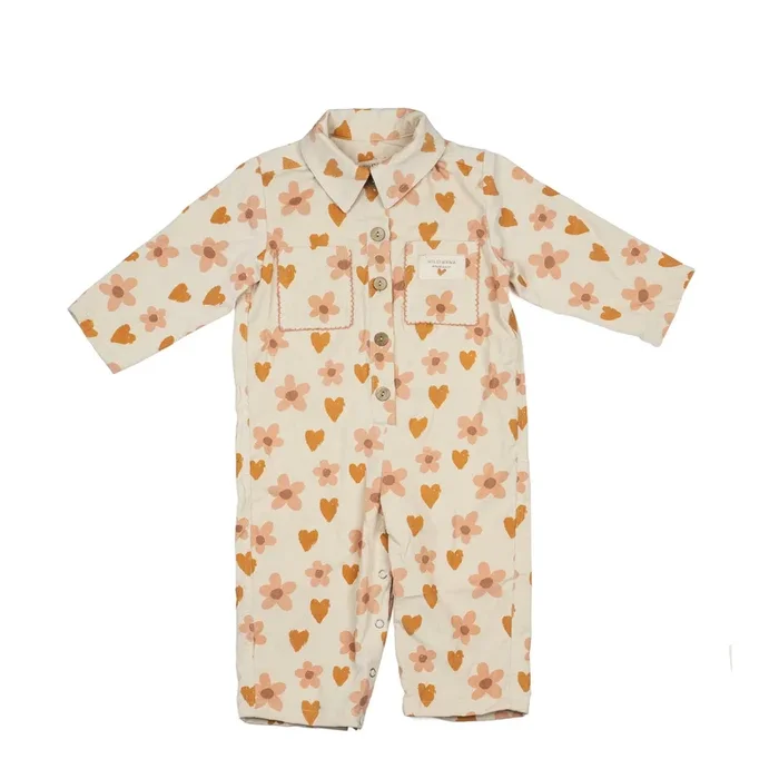 Rose Hearts Button Jumpsuit