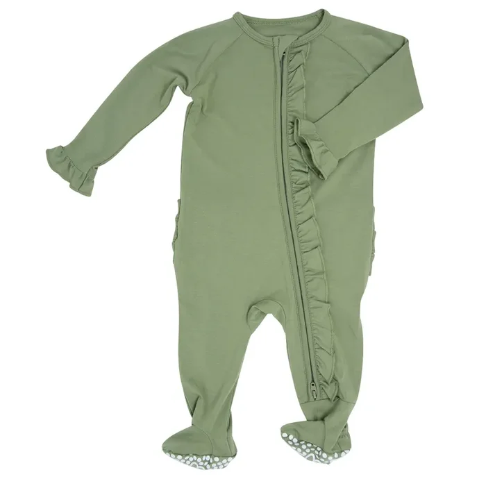 Ruffle Footie – Army Green