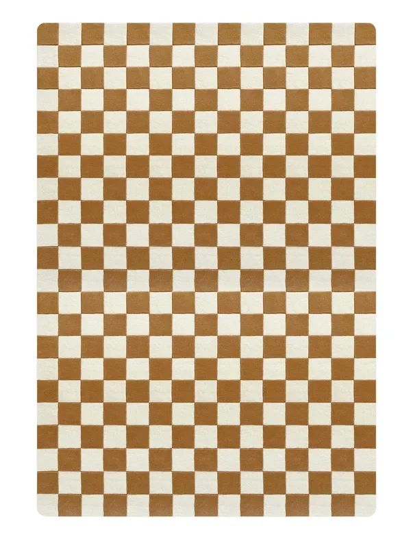 Rug Checkerboard Terra Brown 6.6 X 9.8 Ft
