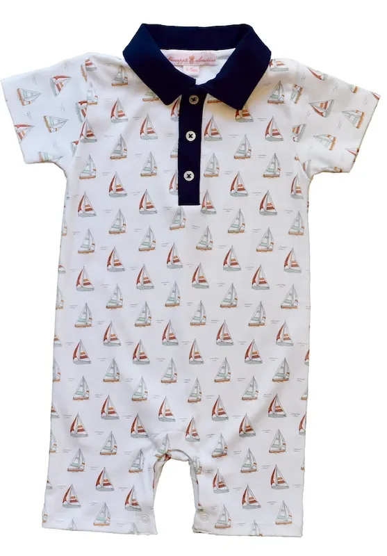 Sailboat Romper With Collar