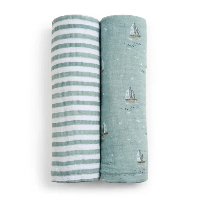 Sailing Seas Organic 2-Pack Muslin Swaddles