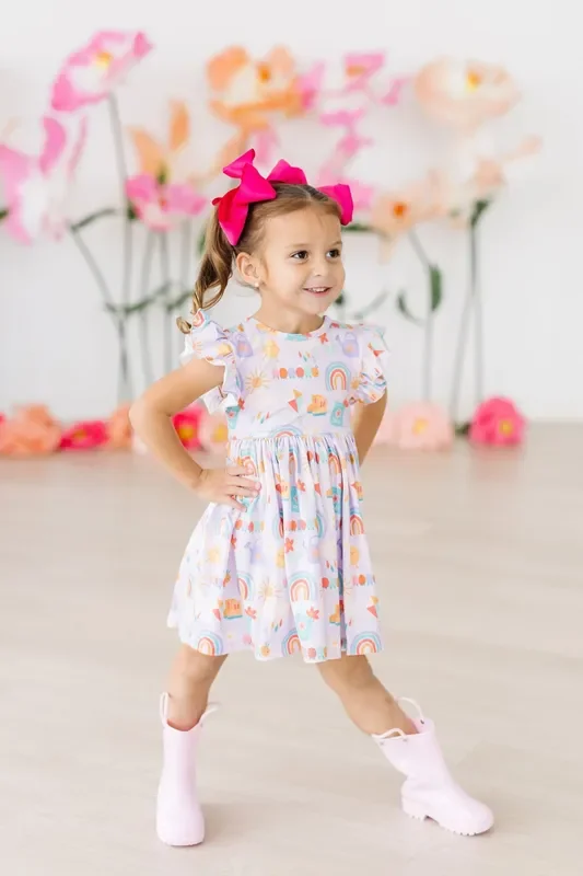 SALE Rainy Day Flutter Sleeve Twirl Dress