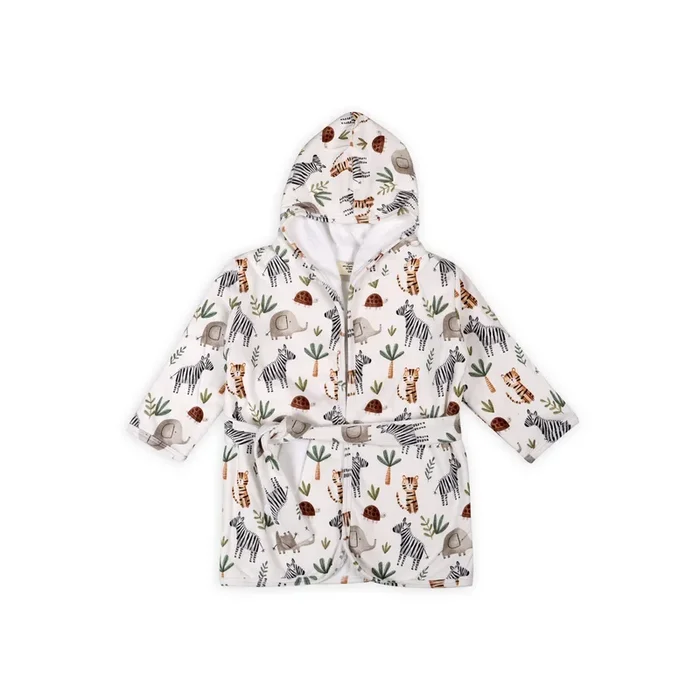 Savannah Animal Organic Cotton Hooded Baby Bathrobe