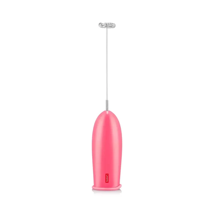 Schiuma Handheld Milk Frother – Pink, Battery-Powered Stainless Steel Mixer