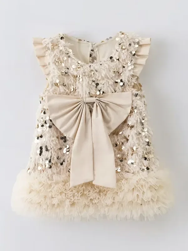 Sequin Bow Tulle Party Dress