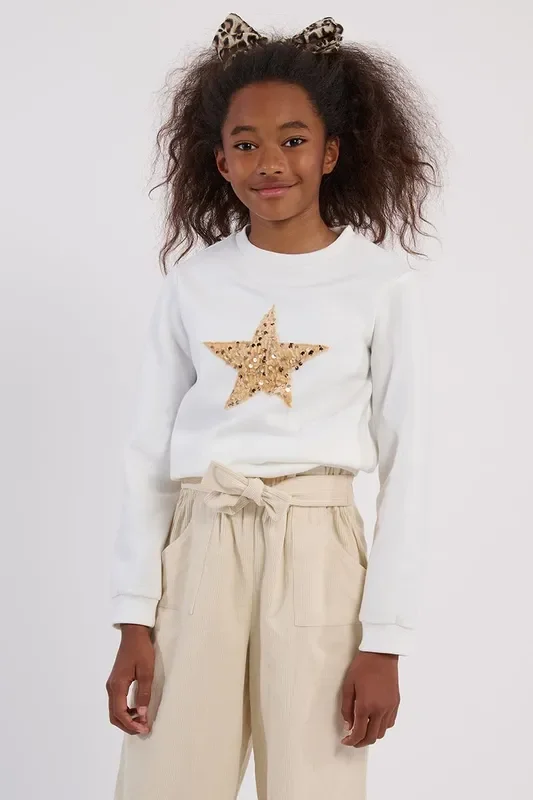 Sequin Star Pullover | Off White