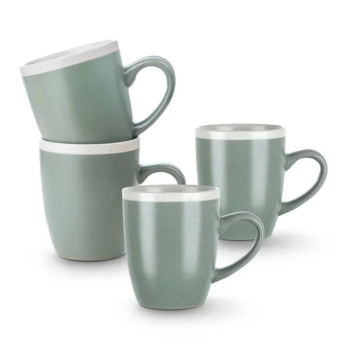 Serenity Stoneware Mug Set of 4 – Green and Cream