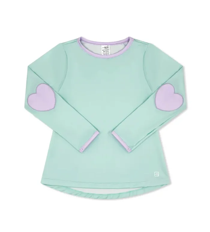 Set Athletics Kylie Heart Patch Long Sleeve Top- Cool Mint & Petal Purple
