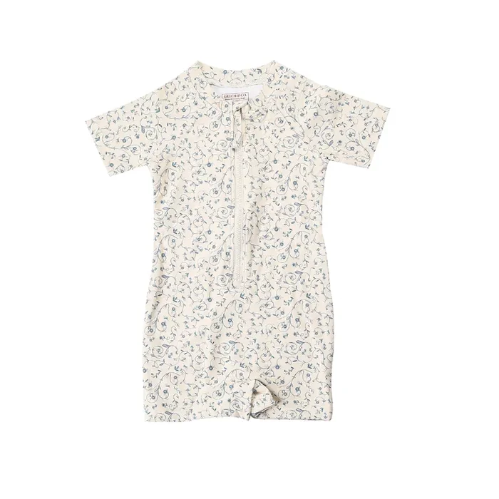 Short Sleeve Rashguard Swimsuit | Upf + Recycled – Scandi Floral