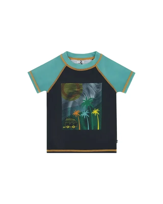 Short Sleeve Rashguard With Print Black