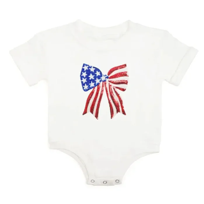 Short Sleeve Romper | Patriotic Sequin