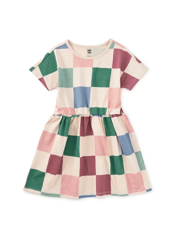 Short Sleeve Twirl Dress | Checkerboard