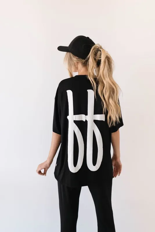 Short Sleeve Women’s Bamboo Lounge Set | Black Ff Signature