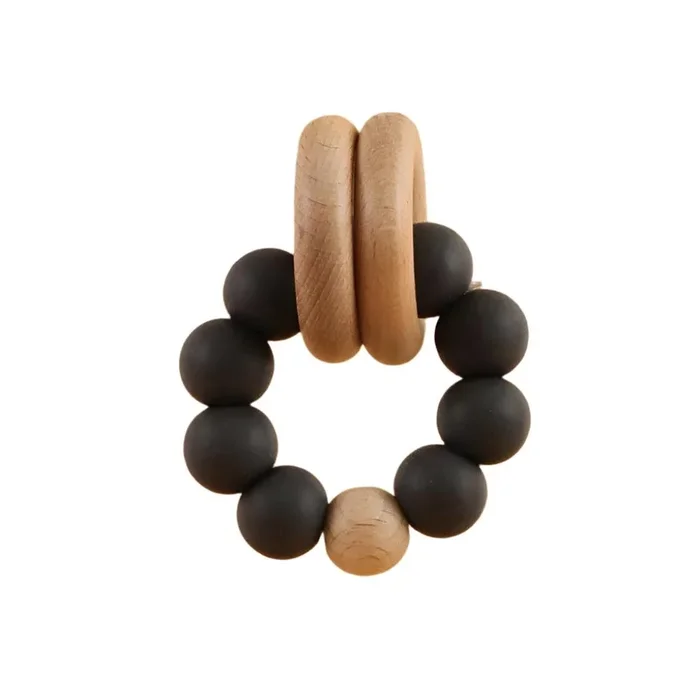 Silicone Sensory Teething Bracelet with Chewable Beads (DARK GREY)