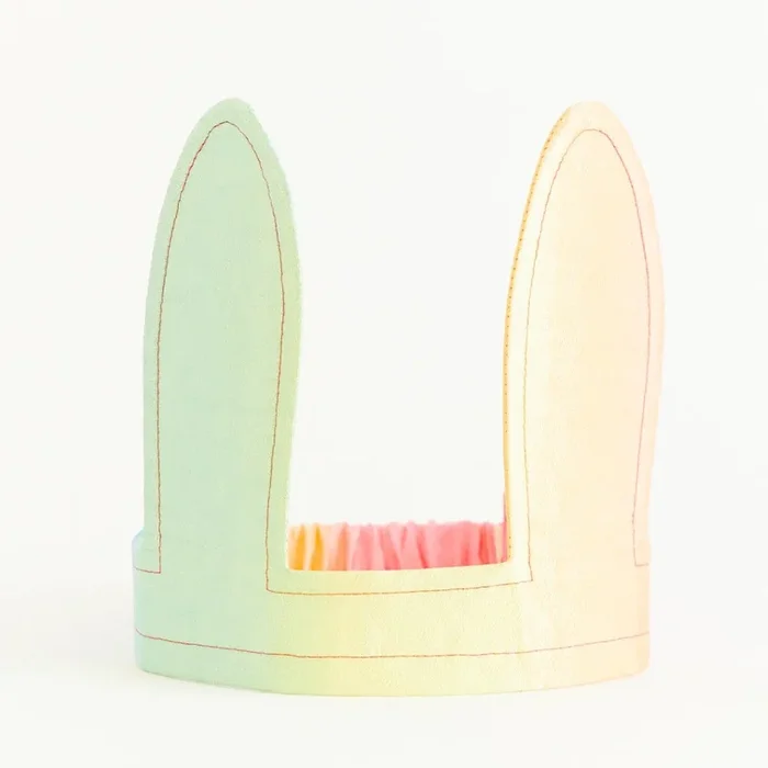 Silk Bunny Ears Headband – Soft Rainbow
