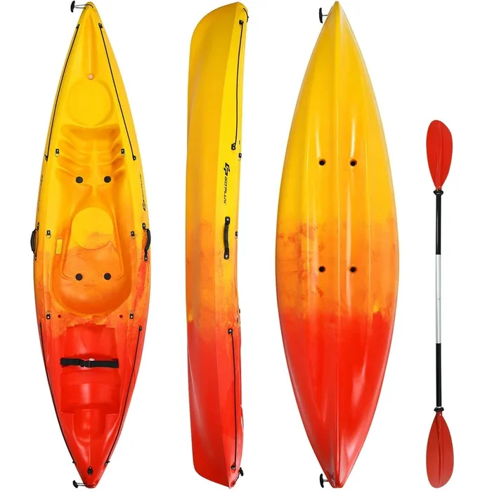 Single Sit-on-Top Kayak With Detachable Aluminum Paddle-Yellow