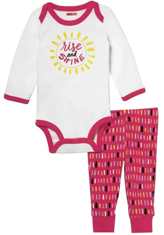 Skip Hop Long Sleeve Bodysuit & Pant Set, Rise & Shine – Confetti (Newborn)