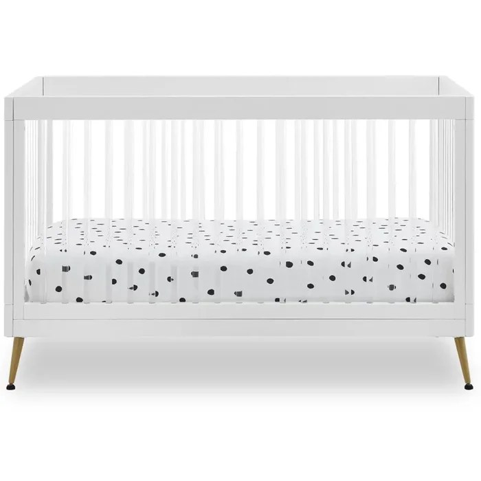 Sloane 4-in-1 Acrylic Convertible Crib – Bianca White/Bronze