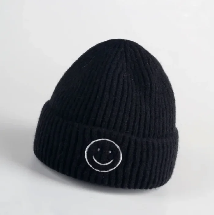 Smiley Embroidered Winter Beanie