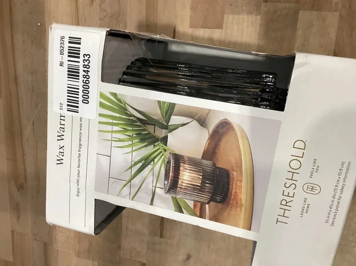 Smoked Ribbed Glass Wax Warmer – Threshold: Electric Scented Wax Melter, Incandescent Light Bulb