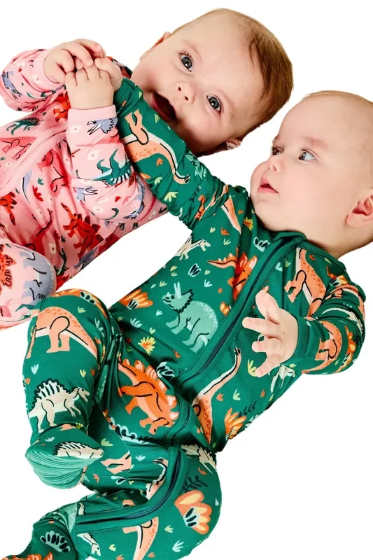 Soft & Stretchy Zipper Footie – Dinosaur Jungle