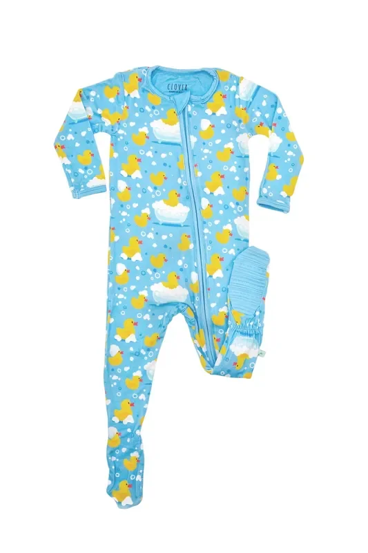 Soft & Stretchy Zipper Footie – Rubber Duckies