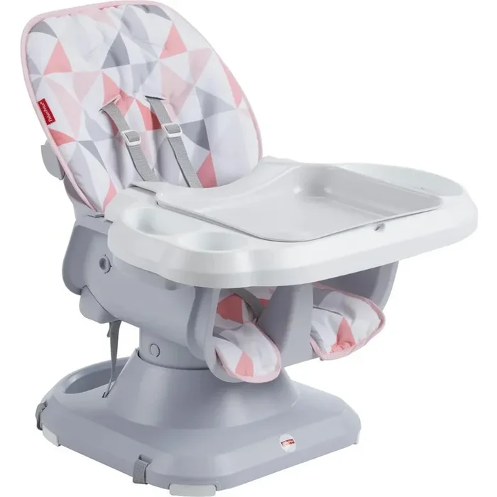SpaceSaver Fabric Kids High Chair – White/Gray