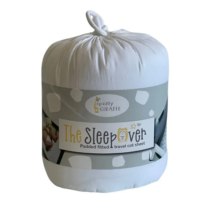 Spotty Giraffe The Sleepover Portacot Fitted Sheet White