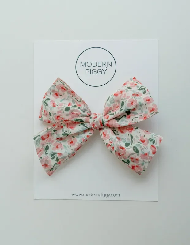 Spring Garden- Pink | Pigtail Set – Hand-tied Bow