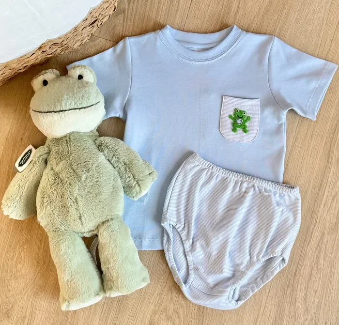 Squiggles by Charlie Blue Frog Pocket Bloomer Set