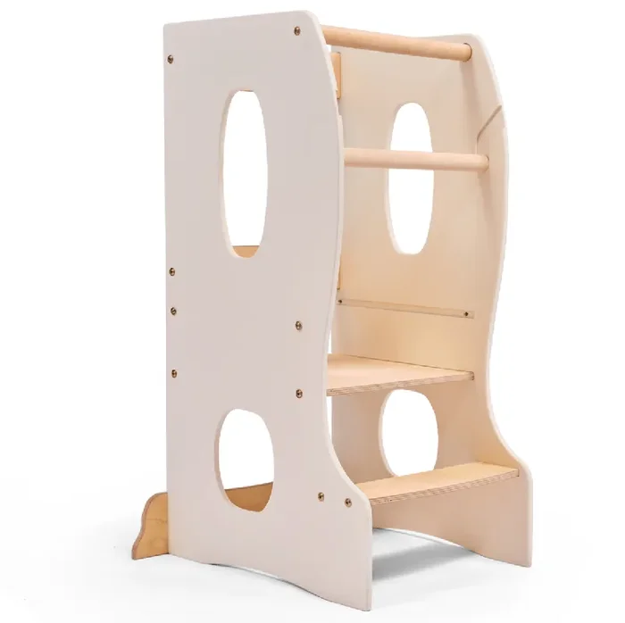 Stable Montessori Learning Tower: Wooden Growing Chair – Ivory